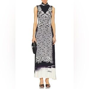 Jonathan Simkhai Black and White Lace Print Gown